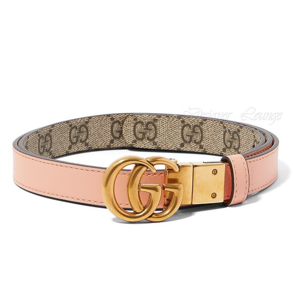 NEW GUCCI GG Supreme Canvas Peach Leather Marmont Reversible Belt Size 90 / 36 - Picture 4 of 11
